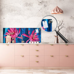 Panel de pared de gran formato con respaldo de chapa metálica magnética y no magnética: Hojas tropicales de acuarela