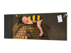 Wide format Wall panel with magnetic and non-magnetic metal sheet backing: Cute baby in bee outfit 2