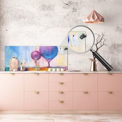 Tempered Glass magnetic and non magnetic splashback in wide-format: Landscape ornamental trees