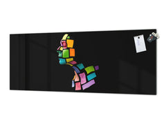 Tempered Glass magnetic and non magnetic splashback in wide-format: Face in colors