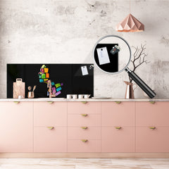 Tempered Glass magnetic and non magnetic splashback in wide-format: Face in colors