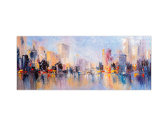 Tempered Glass magnetic and non magnetic splashback in wide-format: City landscape in water