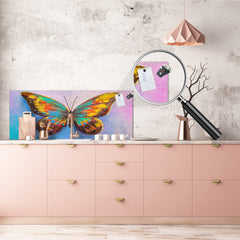 Tempered Glass magnetic and non magnetic splashback in wide-format: Buttefly high