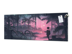 Glass kitchen panel with and w/o stainless steel back-coating: Fishing on the swamp