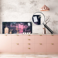 Glass kitchen panel with and w/o stainless steel back-coating: Fishing on the swamp