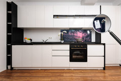 Glass kitchen panel with and w/o stainless steel back-coating: Fishing on the swamp