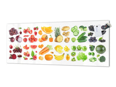 Glass kitchen panel with and w/o stainless steel back-coating: Fruits and vegetables collection