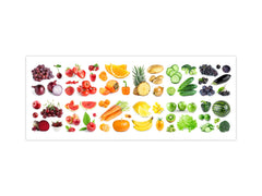 Glass kitchen panel with and w/o stainless steel back-coating: Fruits and vegetables collection