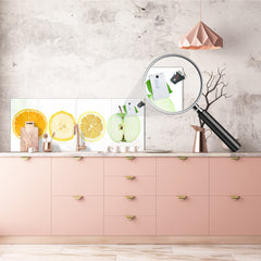 Panel de cocina de vidrio con y sin revestimiento posterior de acero inoxidable: Rodajas de fruta 2