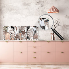 Panel de cocina de vidrio con y sin revestimiento posterior de acero inoxidable: Palm Greenery