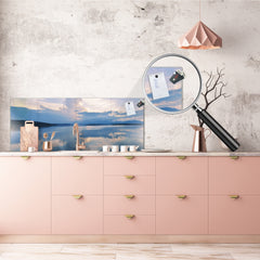 Glass backsplash w/ and w/o metal sheet backing with magnetic properties: Beautiful sunset