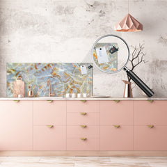 Glass backsplash w/ and w/o metal sheet backing with magnetic properties: Marble wall
