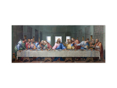 Glass backsplash w/ and w/o metal sheet backing with magnetic properties: Last supper of Jesus by Giacomo Raffaelli - copy of Leonardo da Vinci