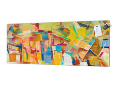 Glass backsplash w/ and w/o metal sheet backing with magnetic properties: Abstrac oil painting