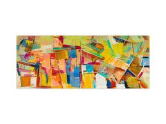 Glass backsplash w/ and w/o metal sheet backing with magnetic properties: Abstrac oil painting