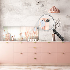 Glass kitchen panel with and w/o stainless steel back-coating: Artistic photography flowers