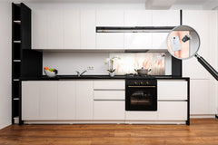 Glass kitchen panel with and w/o stainless steel back-coating: Artistic photography flowers