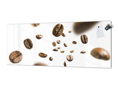 Glass kitchen panel with and w/o stainless steel back-coating: Coffee beans