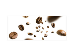 Glass kitchen panel with and w/o stainless steel back-coating: Coffee beans