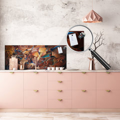 Glass backsplash w/ and w/o metal sheet backing with magnetic properties: Music quartet oil painting