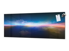 Glass backsplash w/ and w/o metal sheet backing with magnetic properties: Never land landscape Paint series