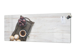 Glass backsplash w/ and w/o metal sheet backing with magnetic properties: Silver plate with sweets