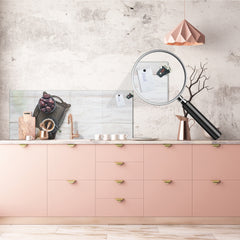 Glass backsplash w/ and w/o metal sheet backing with magnetic properties: Silver plate with sweets