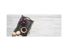 Glass backsplash w/ and w/o metal sheet backing with magnetic properties: Silver plate with sweets