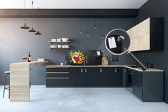 Glass backsplash w/ and w/o metal sheet backing with magnetic properties: Tropical fruits - Top view