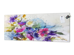 Glasrückwand mit und ohne Metallblechrückwand mit magnetischen Eigenschaften: Abstrakte Frühlingsblumen