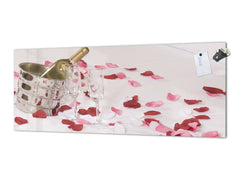 Glass backsplash w/ and w/o metal sheet backing with magnetic properties: Wine in bed