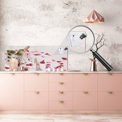 Glass backsplash w/ and w/o metal sheet backing with magnetic properties: Wine in bed