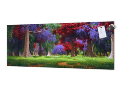 Glass backsplash w/ and w/o metal sheet backing with magnetic properties: Fairytale forest