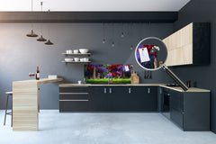 Glass backsplash w/ and w/o metal sheet backing with magnetic properties: Fairytale forest