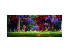 Glass backsplash w/ and w/o metal sheet backing with magnetic properties: Fairytale forest