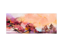 Glass backsplash w/ and w/o metal sheet backing with magnetic properties: Blue purple sky painting