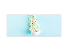 Glass backsplash w/ and w/o metal sheet backing with magnetic properties: Cup with Jasmine