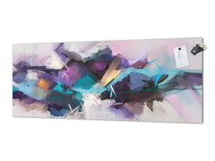 Large format horizontal backsplash - magnetic and non magnetic tempered glass: Hand drawn brush stroke