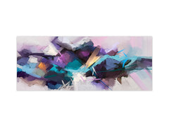 Large format horizontal backsplash - magnetic and non magnetic tempered glass: Hand drawn brush stroke