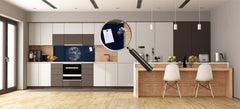 Large format horizontal backsplash - magnetic and non magnetic tempered glass: Planet earth from satellite