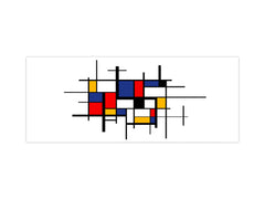 Large format horizontal backsplash - magnetic and non magnetic tempered glass: Abstract painting in Piet Mondrian's style