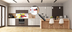 Large format horizontal backsplash - magnetic and non magnetic tempered glass: 3D splash with forest fruits