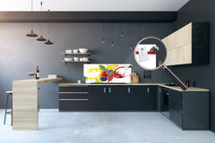 Large format horizontal backsplash - magnetic and non magnetic tempered glass: 3D splash with forest fruits