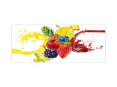 Large format horizontal backsplash - magnetic and non magnetic tempered glass: 3D splash with forest fruits