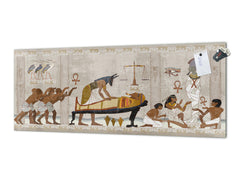 Horizontale Küchenrückwand im Großformat – magnetisches und nicht magnetisches Hartglas: Anubis und der Sarkophag des Pharaos