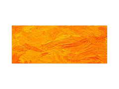 Glass splashback with metal backing in wide format - Kitchen tempered glass panel: Orange-yellow oil tempera