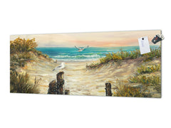 Glas-Spritzschutz mit Metallrückwand im Breitformat - Küchen-Hartglasplatte: Ocean Beach Dunes