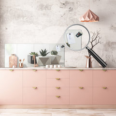 Glass splashback with metal backing in wide format - Kitchen tempered glass panel: Succulent plants in flowerpots