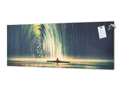 Glass splashback with metal backing in wide format - Kitchen tempered glass panel: Rowing a boat in the sea