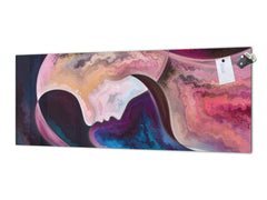 Wide-format tempered glass kitchen wall panel with metal backing - and without: Backdrop of people faces